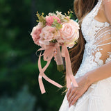 Maxbell Wedding Bouquet Centerpieces Romantic Hand Flower for Party Photo Props Home Pink