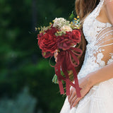 Maxbell Wedding Bouquet Centerpieces Romantic Hand Flower for Party Photo Props Home Red