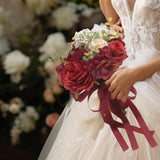 Maxbell Wedding Bouquet Centerpieces Romantic Hand Flower for Party Photo Props Home Red