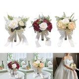 Maxbell Wedding Bridal Bouquet Rose Flower for Ceremony Farmhouse Wedding Decor White