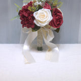 Maxbell Wedding Bridal Bouquet Rose Flower for Ceremony Farmhouse Wedding Decor Red