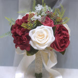 Maxbell Wedding Bridal Bouquet Rose Flower for Ceremony Farmhouse Wedding Decor Red
