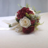 Maxbell Wedding Bridal Bouquet Rose Flower for Ceremony Farmhouse Wedding Decor Red