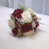 Maxbell Wedding Bridal Bouquet Rose Flower for Ceremony Farmhouse Wedding Decor Red
