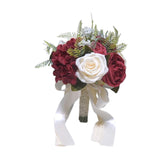 Maxbell Wedding Bridal Bouquet Rose Flower for Ceremony Farmhouse Wedding Decor Red
