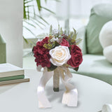 Maxbell Wedding Bridal Bouquet Rose Flower for Ceremony Farmhouse Wedding Decor Red