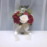 Maxbell Wedding Bridal Bouquet Rose Flower for Ceremony Farmhouse Wedding Decor Red
