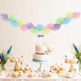 Maxbell 3Pcs Paper Fans Garland Banner Background for Wedding Bachelorette Valentine Macaron