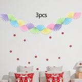 Maxbell 3Pcs Paper Fans Garland Banner Background for Wedding Bachelorette Valentine Macaron