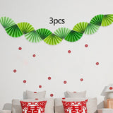 Maxbell 3Pcs Paper Fans Garland Banner Background for Wedding Bachelorette Valentine Green