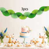 Maxbell 3Pcs Paper Fans Garland Banner Background for Wedding Bachelorette Valentine Green