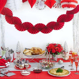 Maxbell 3Pcs Paper Fans Garland Banner Background for Wedding Bachelorette Valentine Red