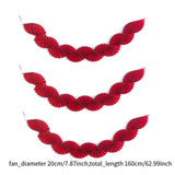 Maxbell 3Pcs Paper Fans Garland Banner Background for Wedding Bachelorette Valentine Red