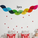 Maxbell 3Pcs Paper Fans Garland Banner Background for Wedding Bachelorette Valentine Multicolor