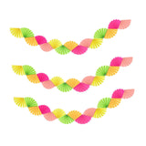 Maxbell 3Pcs Paper Fans Garland Banner Background for Wedding Bachelorette Valentine Fluorescent