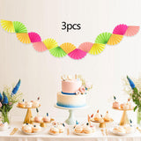 Maxbell 3Pcs Paper Fans Garland Banner Background for Wedding Bachelorette Valentine Fluorescent