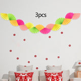 Maxbell 3Pcs Paper Fans Garland Banner Background for Wedding Bachelorette Valentine Fluorescent