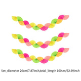 Maxbell 3Pcs Paper Fans Garland Banner Background for Wedding Bachelorette Valentine Fluorescent