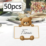 Maxbell 50 Pieces Bear Name Place Cards Multipurpose Modern Decorative Greeting Card