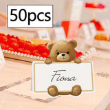 Maxbell 50 Pieces Bear Name Place Cards Multipurpose Modern Decorative Greeting Card