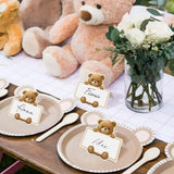 Maxbell 50 Pieces Bear Name Place Cards Multipurpose Modern Decorative Greeting Card