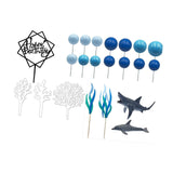 Maxbell 22 Pieces Shark Cake Toppers for Baby Shower Anniversary Valentines Day