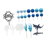 Maxbell 22 Pieces Shark Cake Toppers for Baby Shower Anniversary Valentines Day