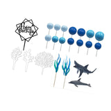 Maxbell 22 Pieces Shark Cake Toppers for Baby Shower Anniversary Valentines Day