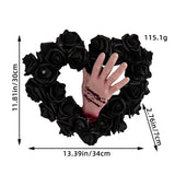 Maxbell Halloween Hand Black Rose Wreath Party Decoration for Window Restaurant Mall