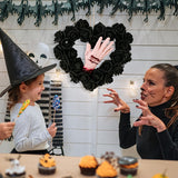 Maxbell Halloween Hand Black Rose Wreath Party Decoration for Window Restaurant Mall