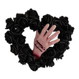 Maxbell Halloween Hand Black Rose Wreath Party Decoration for Window Restaurant Mall