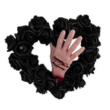 Maxbell Halloween Hand Black Rose Wreath Party Decoration for Window Restaurant Mall