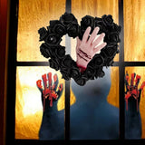 Maxbell Halloween Hand Black Rose Wreath Party Decoration for Window Restaurant Mall
