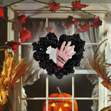 Maxbell Halloween Hand Black Rose Wreath Party Decoration for Window Restaurant Mall