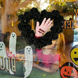 Maxbell Halloween Hand Black Rose Wreath Party Decoration for Window Restaurant Mall