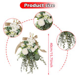 Maxbell Floral Swag Indoor Chrysanthemum Eucalyptus Wreath for Apartment Gift Window White