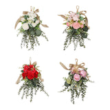 Maxbell Floral Swag Indoor Chrysanthemum Eucalyptus Wreath for Apartment Gift Window White