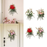 Maxbell Floral Swag Indoor Chrysanthemum Eucalyptus Wreath for Apartment Gift Window White