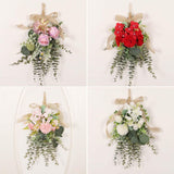 Maxbell Floral Swag Indoor Chrysanthemum Eucalyptus Wreath for Apartment Gift Window White