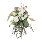 Maxbell Floral Swag Indoor Chrysanthemum Eucalyptus Wreath for Apartment Gift Window White
