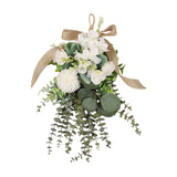 Maxbell Floral Swag Indoor Chrysanthemum Eucalyptus Wreath for Apartment Gift Window White