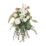 Maxbell Floral Swag Indoor Chrysanthemum Eucalyptus Wreath for Apartment Gift Window White