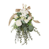 Maxbell Floral Swag Indoor Chrysanthemum Eucalyptus Wreath for Apartment Gift Window White