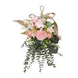 Maxbell Floral Swag Indoor Chrysanthemum Eucalyptus Wreath for Apartment Gift Window Pink