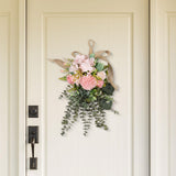 Maxbell Floral Swag Indoor Chrysanthemum Eucalyptus Wreath for Apartment Gift Window Pink