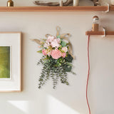 Maxbell Floral Swag Indoor Chrysanthemum Eucalyptus Wreath for Apartment Gift Window Pink