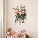 Maxbell Floral Swag Indoor Chrysanthemum Eucalyptus Wreath for Apartment Gift Window Pink
