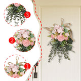 Maxbell Floral Swag Indoor Chrysanthemum Eucalyptus Wreath for Apartment Gift Window Pink