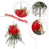 Maxbell Floral Swag Indoor Chrysanthemum Eucalyptus Wreath for Apartment Gift Window Red