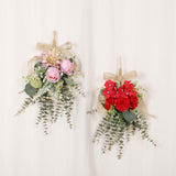 Maxbell Floral Swag Indoor Chrysanthemum Eucalyptus Wreath for Apartment Gift Window Red